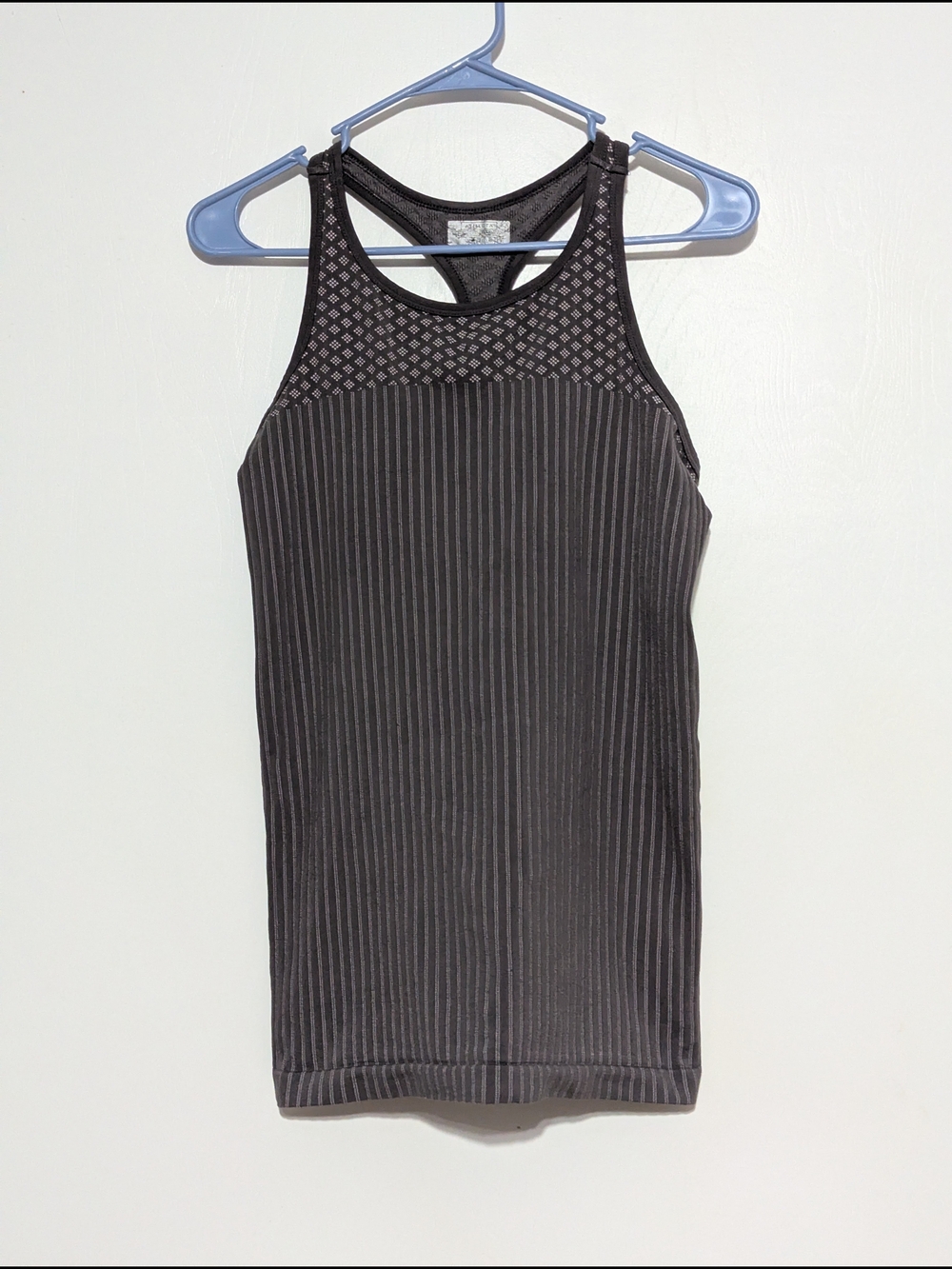 Athleta Black Ribbed Racerback Tank with Mesh Yoke
